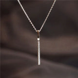 925 Silver Geometric Stick Pendant Necklace with Zircon Clavicle Chain