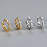 925 Silver & Small CZ Hoop Earrings Birthday Jewelry Gift