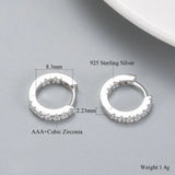 925 Silver & Small CZ Hoop Earrings Birthday Jewelry Gift