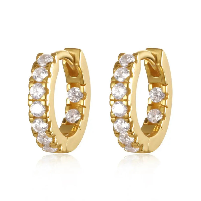 925 Silver & Small CZ Hoop Earrings Birthday Jewelry Gift