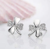 925 Sterling Silver Heart Earring Lucky Clover Stud Earring For Women