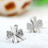 925 Sterling Silver Heart Earring Lucky Clover Stud Earring For Women