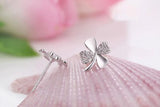 925 Sterling Silver Heart Earring Lucky Clover Stud Earring For Women