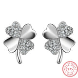 925 Sterling Silver Heart Earring Lucky Clover Stud Earring For Women