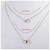 925 Silver Heart Zircon Pendant Double Layer Necklace