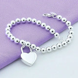 925 Sterling Silver Heart Lock Bracelet for Women