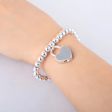 925 Sterling Silver Heart Lock Bracelet for Women