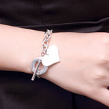 925 Sterling Silver Lucky Bracelet Love Heart Bangle