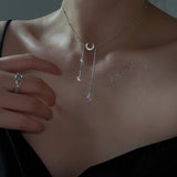 925 Silver Moon Necklace Bead Choker Party Gift Women Accessories