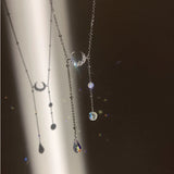 925 Silver Moon Necklace Bead Choker Party Gift Women Accessories