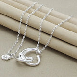 925 Silver Double Heart Pendant Necklace Women