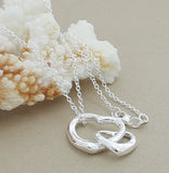 925 Silver Double Heart Pendant Necklace Women