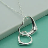 925 Silver Double Heart Pendant Necklace Women