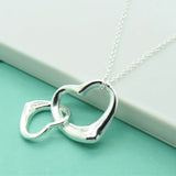 925 Silver Double Heart Pendant Necklace Women