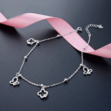 925 Silver Butterfly Anklet Bracelet Adjustable Length