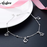 925 Silver Butterfly Anklet Bracelet Adjustable Length