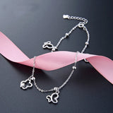 925 Silver Butterfly Anklet Bracelet Adjustable Length