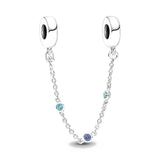 925 Silver Heart & Angel Wings Safety Chain Bead for Bracelet Necklace DIY