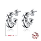925 Silver Sparkling C-Shaped Earrings For Women