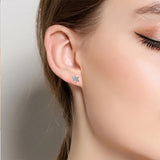925 Silver Pink Heart Pentagram Earrings DIY Women's Jewelry