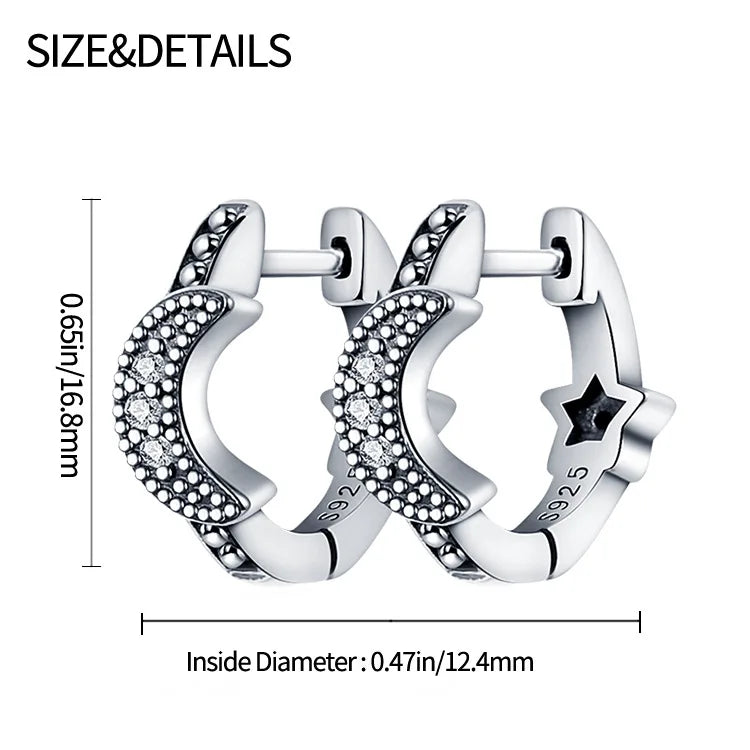 925 Silver Pink Heart Pentagram Earrings DIY Women's Jewelry