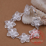925 Silver Plum Bracelet Flowers Classic High-Fine Jewelry