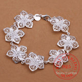 925 Silver Plum Bracelet Flowers Classic High-Fine Jewelry