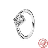 925 Silver Princess Crown Zircon Ring Women Jewelry DIY