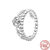 925 Silver Princess Crown Zircon Ring Women Jewelry DIY