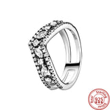 925 Silver Princess Tiara Crown Heart CZ Ring for Women