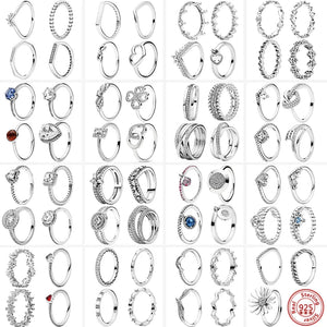 925 Silver Princess Tiara Crown Heart CZ Ring for Women