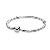 925 Silver Heart Bracelet Snake Bone Chain for Charm Beads DIY Jewelry