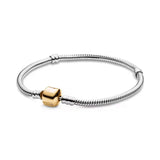 925 Silver Heart Bracelet Snake Bone Chain for Charm Beads DIY Jewelry