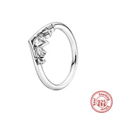 925 Silver Crown Heart Flower Ring Women Jewelry DIY