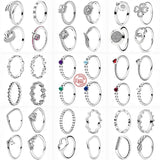 925 Silver Crown Heart Flower Ring Women Jewelry DIY