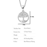 925 Silver Tree of Life Round Pendant Necklace Plated Chain Gift