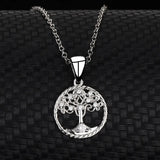 925 Silver Tree of Life Round Pendant Necklace Plated Chain Gift