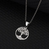 925 Silver Tree of Life Round Pendant Necklace Plated Chain Gift