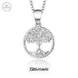 925 Silver Tree of Life Round Pendant Necklace Plated Chain Gift