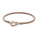 925 Silver Heart Link Bracelet for Charm Beads DIY Jewelry