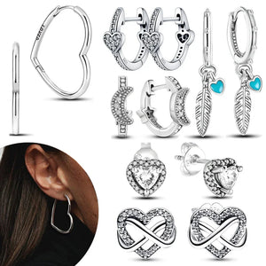 925 Silver Heart-shaped Zircon Earrings Jewelry Gift