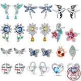 925 Silver Zircon Sunflower Stud Earrings Trending Jewelry