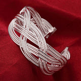 925 Silver Round Cuff Bangles Bracelets for Women Men