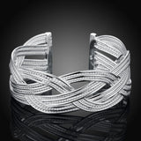 925 Silver Round Cuff Bangles Bracelets for Women Men