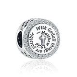 925 Sterling Silver God All Things Possible Pendant Bead DIY Jewelry
