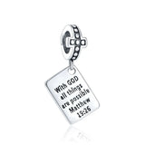 925 Sterling Silver God All Things Possible Pendant Bead DIY Jewelry