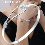 925 Silver Flower Bracelet Adjustable Party Jewelry for Girls