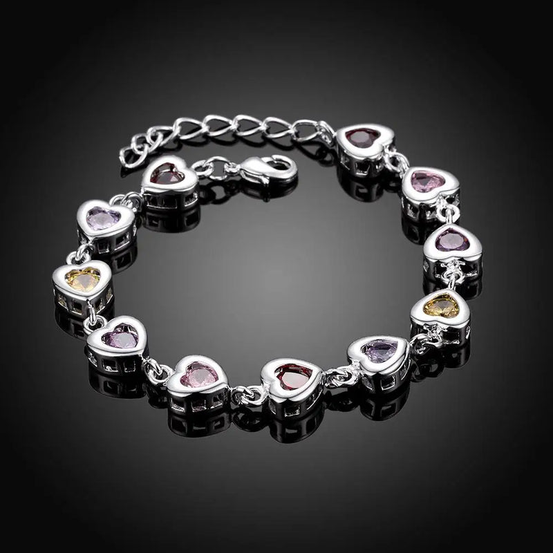 925 Silver Zircon Bracelet Crystal Stone Drop Jewelry