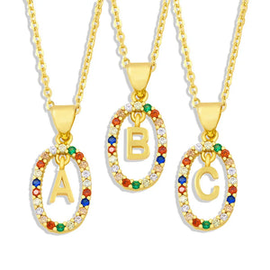 A-Z Capital Letter Pendant Necklace Long Chain Unisex Boho Dainty