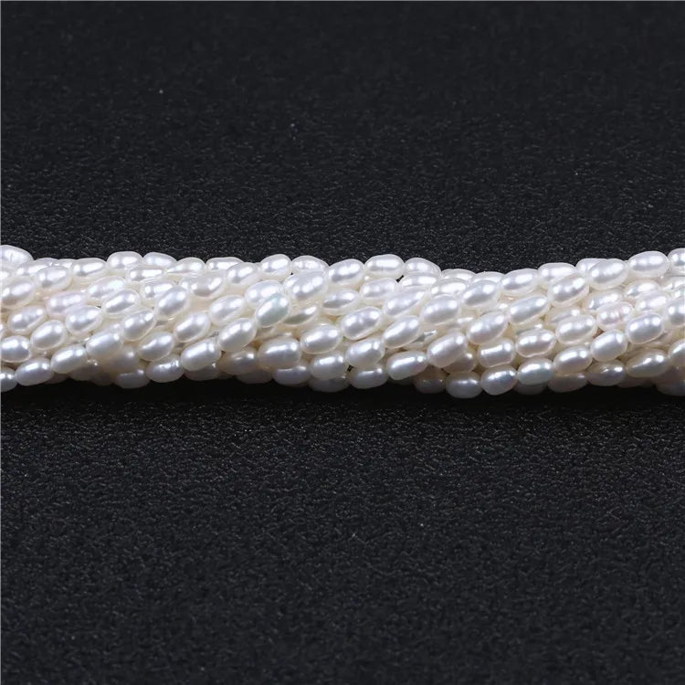 Hot AA 3-4mm Rice Shape Freshwater Pearl Strands